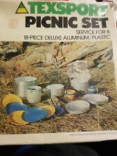 Vintage Texsport Picnic Set, Service For 6, 18-Piece Deluxe Aluminum/Plasic picture