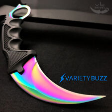 Karambit Fixed Blade RAINBOW FADE Cleaver NECK Hunting Knife Straight Edge Razor picture