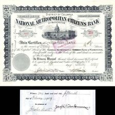 National Metropollitan Citizens Bank of Washington Issued to and Signed by Josep picture