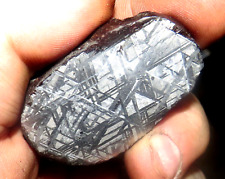78 gm muonionalusta Meteorite slab Sweden,  iron nickel ring ETCHED picture