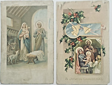 Lot Of 2 Antique 1913 1916 Nativity Postcards Evansville IN Made In Italy Posted picture