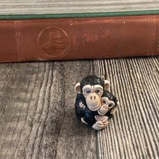 Miniature Hugging Chimps Vintage Ceramic Trinket Chimpanzees picture