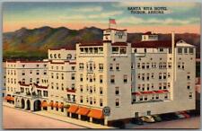 1940s TUCSON Arizona Postcard SANTA RITA HOTEL Street View Curteich Linen Unused picture
