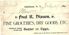 1899 CLARKSON NY FRED R HIXSON FINE GROCERIES DRY GOODS BILLHEAD INVOICE Z4054 picture