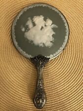 Antique Cameo & Silverplate Beveled Cameo Hand Mirror picture