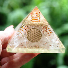 Natural Clear Quartz Orgone Pyramid 5 Point Energy Generator XL 75mm EMF & 5G picture