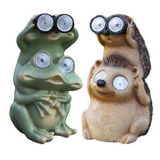 Frog Statue Solar Eye Lights Resin Lawn Ornaments for Garden Outdoor 9x9x17cm picture