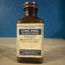 Vintage Premo Orchic Substance Bottle Desiccated Animal Testicle  picture