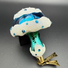 Christopher Radko Magic Mushroom 4" Clip On Ornament 1016644 Blue Green picture
