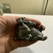 Michael Ricker Signed Pewter Two Hippos Relaxing 2000 #1674 - Art Statue Pewter picture