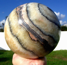Wild ZEBRA Orange CALCITE and Quartz Crystal Sphere Ball For Sale 13 Pounds picture