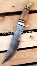 15” SPARK CUSTOM HANDMADE DAMASCUS HUNTING BOWIE KNIFE QUALITY W/SHEATH picture