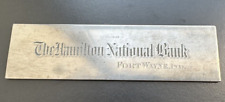 The Hamilton National Bank Fort Wayne, Indiana Steel Printing Plate picture