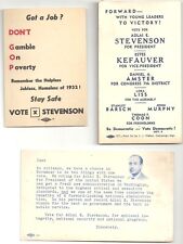 Lot of 3 ADLAI STEVENSON 1952 Voter's Cards DON'T GOP (Gamble On Poverty) picture