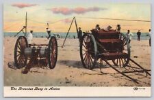 The Breeches Buoy In Action Ocean Beach View Antique Divided Back Postcard picture