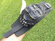 Genuine Alligator large Crocodile horn skin Bison leather men cuff bracelet  picture