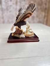 Vintage Wildlife American Pride Bald Eagle Feeding Eaglets Resin Figurine  picture