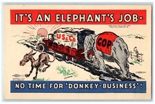 c1910's US & Co. Elephant's Job GOP Lockwood Political Anti Democrat Postcard picture