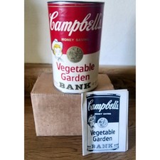 Vintage Campbell's Vegetable Garden Bank Money Saving Still Bank Seed Can picture