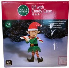 Elf & Candy Cane Decor 38 Inch By Winter Wonderland 70 LED Lights Indoor/Outdoor picture