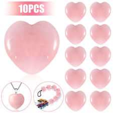10Pcs Natural Crystal Rose Quartz Pocket Palm Worry Stones Puff Heart Healing picture