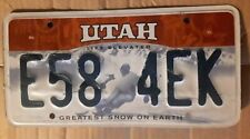 UTAH LIFE ELEVATED GREATEST  SNOW ON EARTH STATE License Plate E58 4EK UT  picture