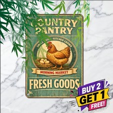 Premium Free Range Eggs Sign Farm Fresh Poultry Kitchen Metal Tin Plaque 8x12 picture