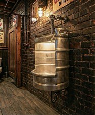 Beer Keg Urinal – Branded Edition-with Manual Push Flush Valve – Complete Set picture