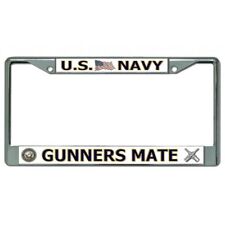Navy Gunners Mate Logo Seal Chrome License Plate Frame Made in USA picture