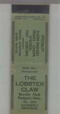 Matchbook Cover - 1930's The Lobster Claw Restaurant Bearskin Neck Rockport, MA picture