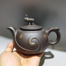 7″ Yixing Zisha purple Clay pot Auspicious Elephant statue Kung Fu Health Teapot picture