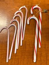 VINTAGE LOT 8 WHITE RED GLASS CANDY CANES ORNAMENTS 