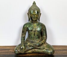 Buddha Statue - Antique Khmer Style Bronze Buddha Dharmachakra Teaching Mudra picture