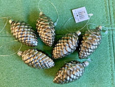 Cost Plus Mercury Glass Pine Cone 2.5” Ornaments Lot of 7 Czech Republic picture