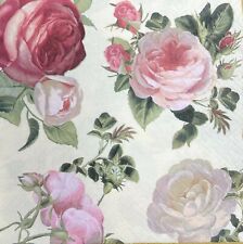 Two Individual Luncheon Decoupage Paper Napkins Floral Flower Roses Spring picture