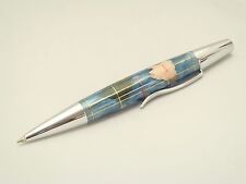 Genuine Authentic Gemstone Globe Handmade Rollerball Pen Pearl Blue Free Pouch picture