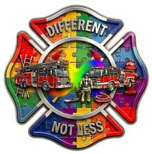 Firefigher Sticker Autism Fire Dept. Maltese Window or Helmet Decal Powercall picture