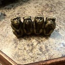 Metal Monkey Figurine - See No Evil Hear No Evil Speak No Evil, Four Monkeys picture