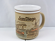 Vintage SAN DIEGO Skyline Coffee Tea Mug Embossed Stoneware City Water Landscape picture