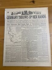 VINTAGE NEWSPAPER HEADLINE ~1st WORLD WAR 1 GERMAN ARMY SURRENDERS WWI ENDS 1918 picture