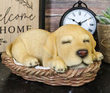 Ebros Lifelike Adorable Labrador Retriever Sleeping in Basket Statue 6.25