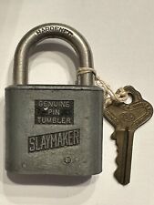 VINTAGE ANTIQUE SLAYMAKER GENUINE PIN TUMBLER PADLOCK - COLLECTIBLE LOCK picture