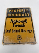ORIGINAL NATIONAL FOREST PROPERTY BOUNDARY "land behind this sign" METAL SIGN picture