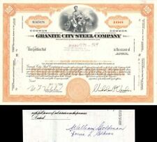 Granite City Steel Co. Signed by William Goldman - Stock Certificate - Autograph picture