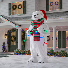 10 Ft ANIMATED GIANT POLAR BEAR ANIMATRONIC CHRISTMAS OUTDOOR DECORATION picture