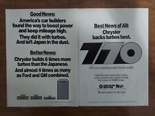 Chrysler Motors 1987 Vintage Print Ad 7/70 Protection Graph 2 Page Ad picture