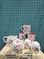 7pc Vtg Potpourri Designs Hummingbirds-3 Mugs, S&P Shakers, Cream&Sugar- 1993 picture