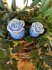 Keren Kopal Pair metal Blue Rose Hand made Decorated with Austrian Crystals picture