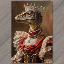 POSTCARD Dinosaur Dressed As Queen of England Dapper Funny Strange Weird Unusual picture