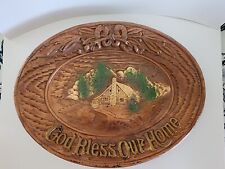Vintage 1954 Multi Products GOD BLESS OUR HOME Bread Plate Placque Wall Decor picture